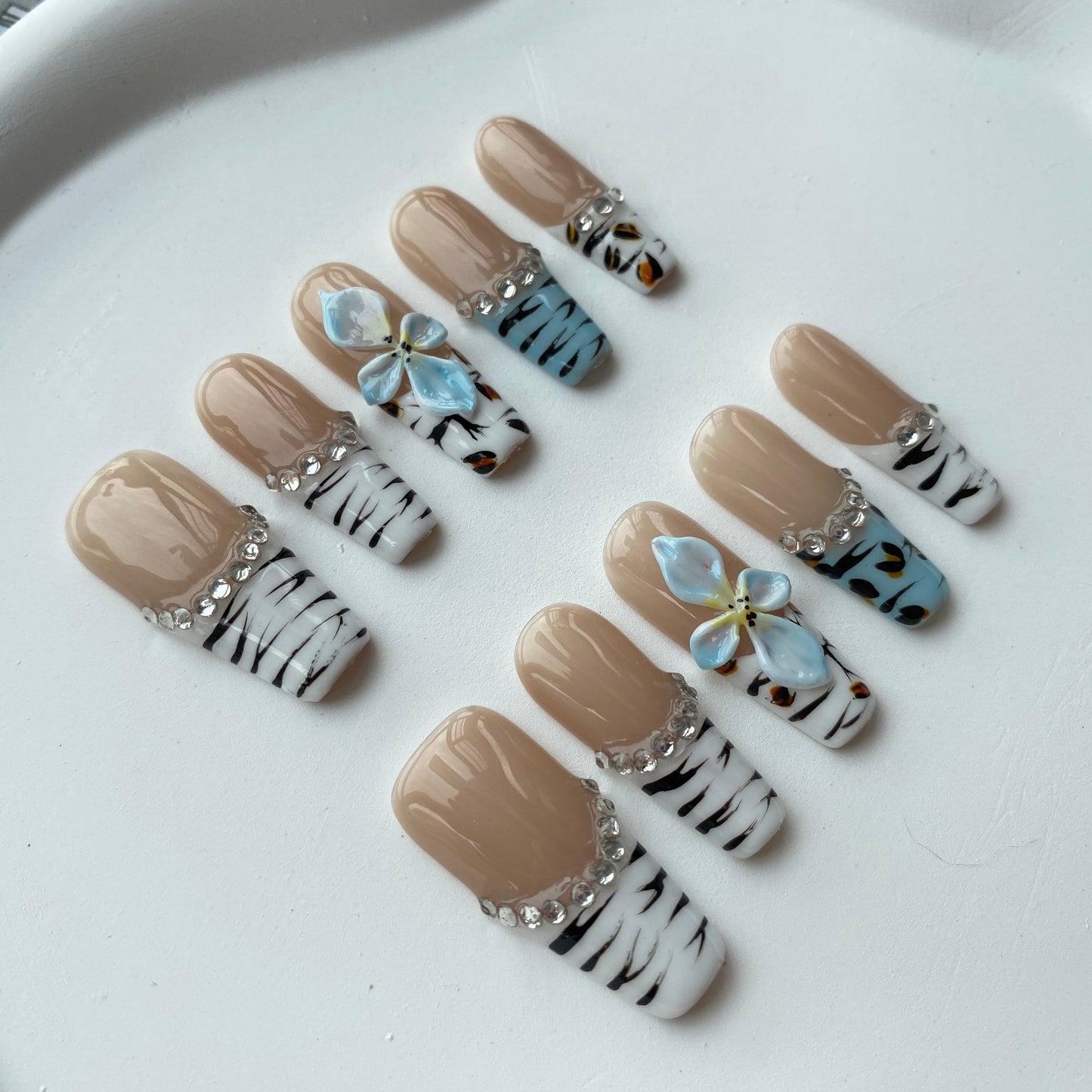 X01—Handmade Rectangle 3D Sculpted Wearable Nails