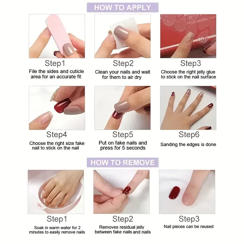 F09—Handmade Almond 3D Sculpted Wear Nails